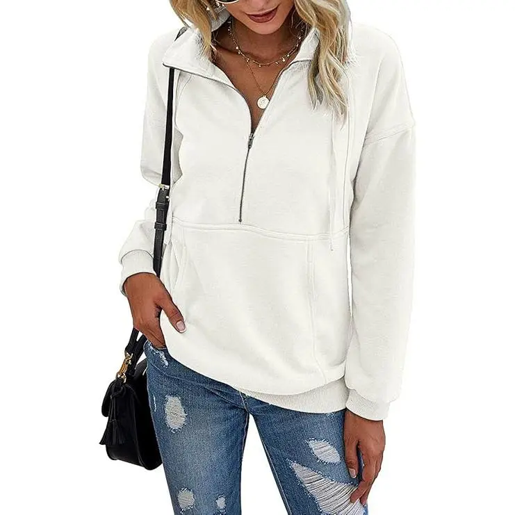 Women's Casual Long Sleeve Lapel Zipper Sweatshirt