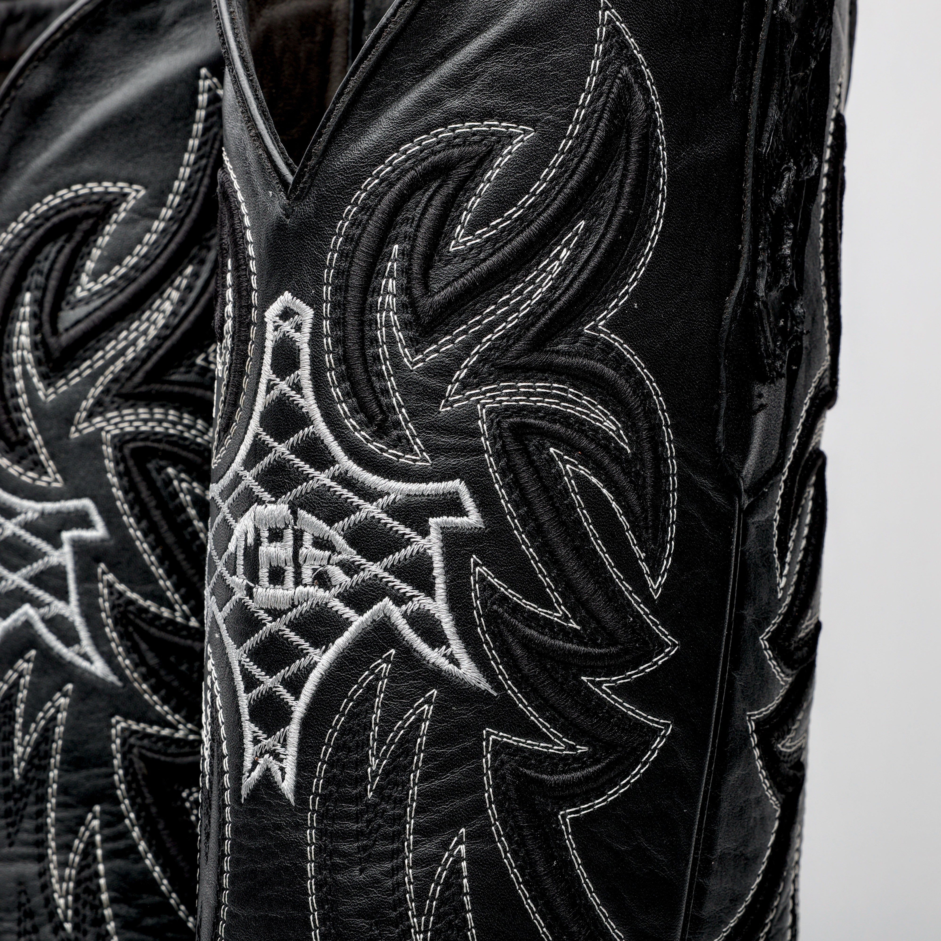 Matte Black Jumbo Python Leather Boots - Square Toe