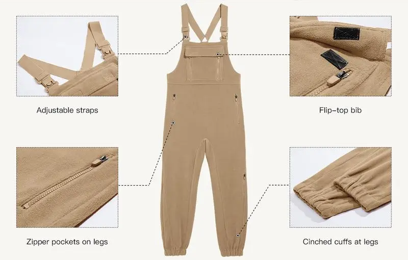 Women's Fleece Warm Overalls Winter Loose