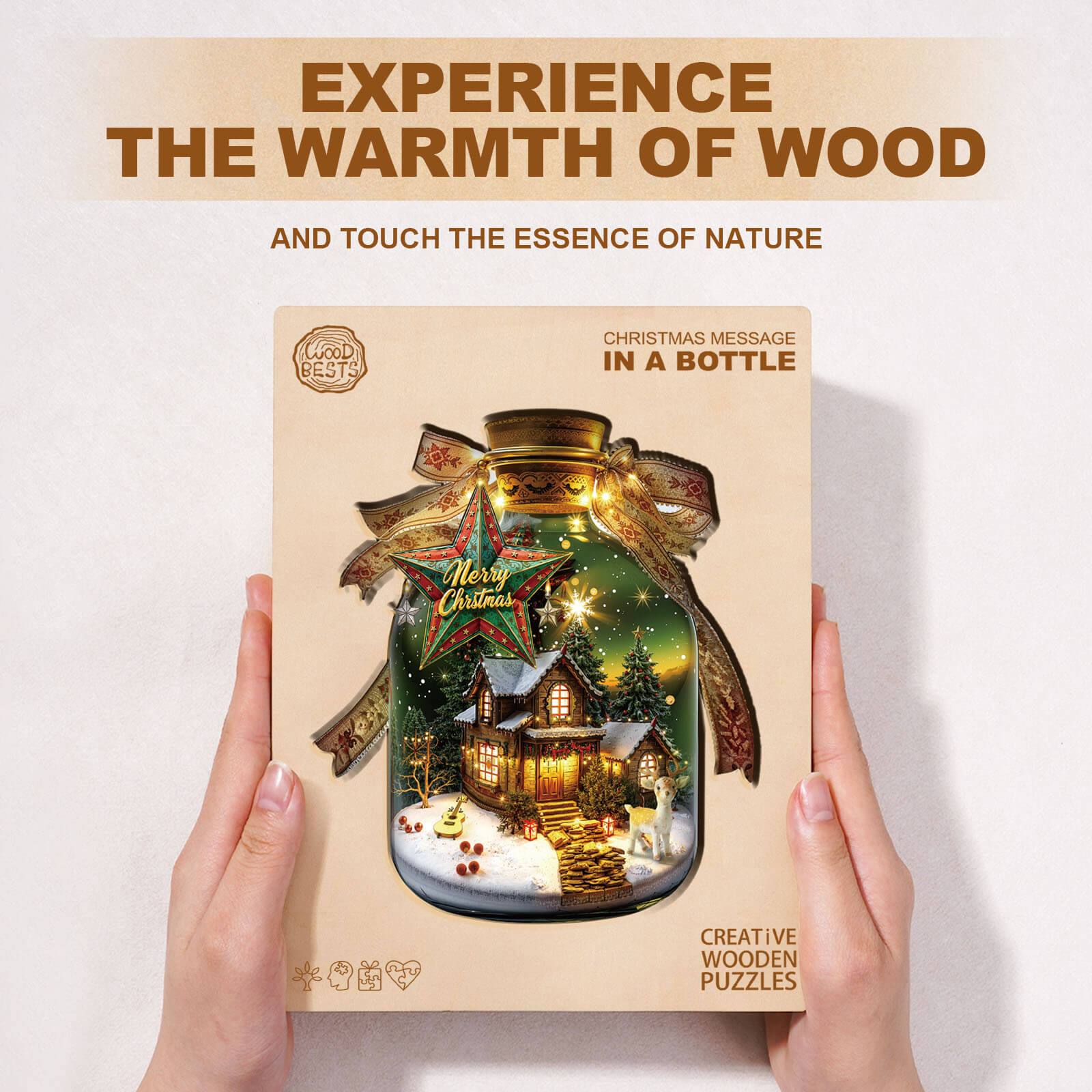Christmas message in a bottle Wooden Jigsaw Puzzle