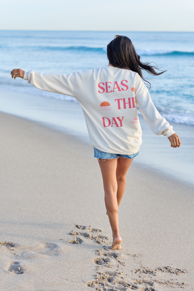 Seas The Day Cream Graphic Sweatshirt