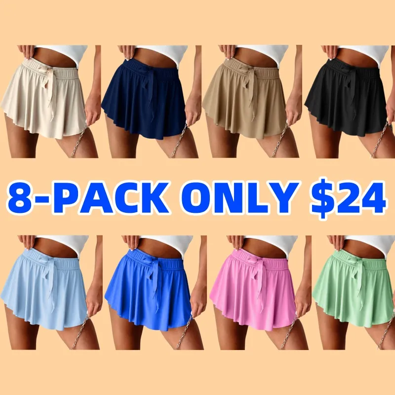 Women's Casual Drawstring Tie High Waist Lined Tennis Skorts