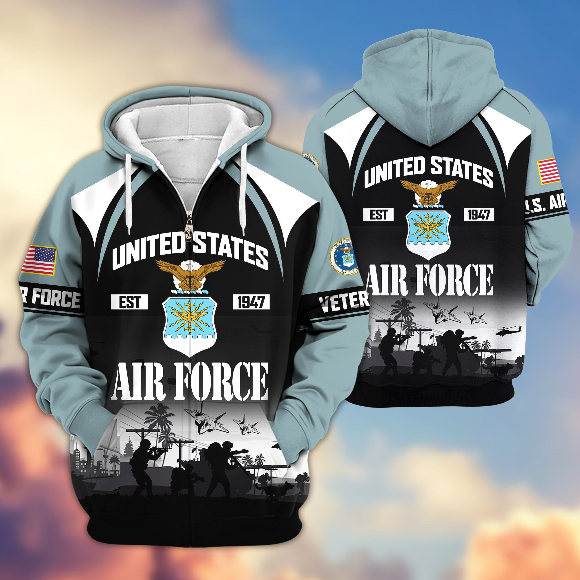 Premium US Veterans Zip Hoodie