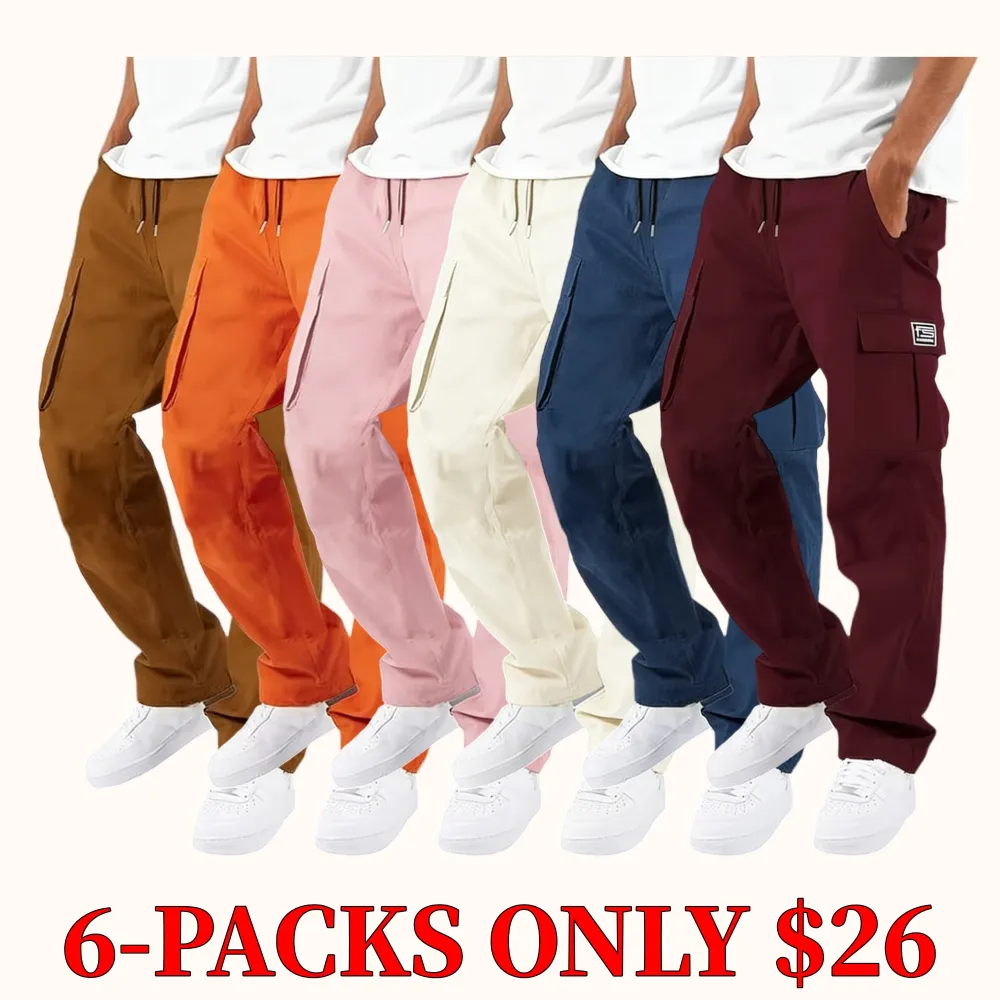 Men's stylish and simple cargo pants with side patch pockets