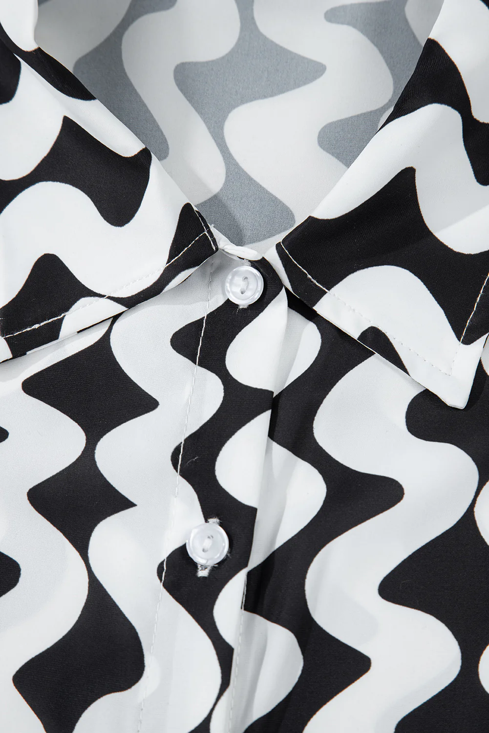 Black Stripe Print Loose Fit Open Front Beach Cover Up