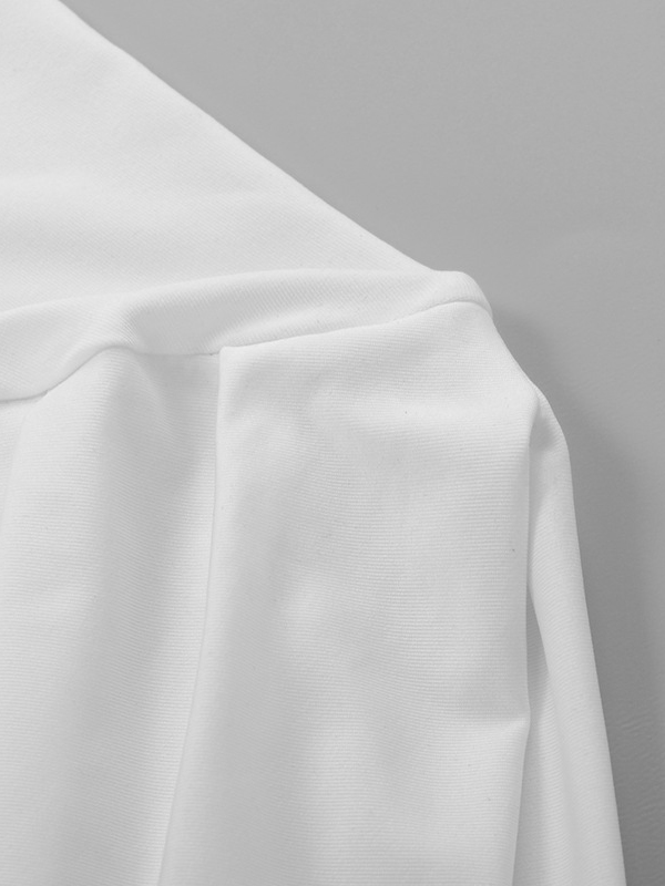 Pleated Solid Color Split-Joint Short Sleeves Skinny Boat Neck T-shirts