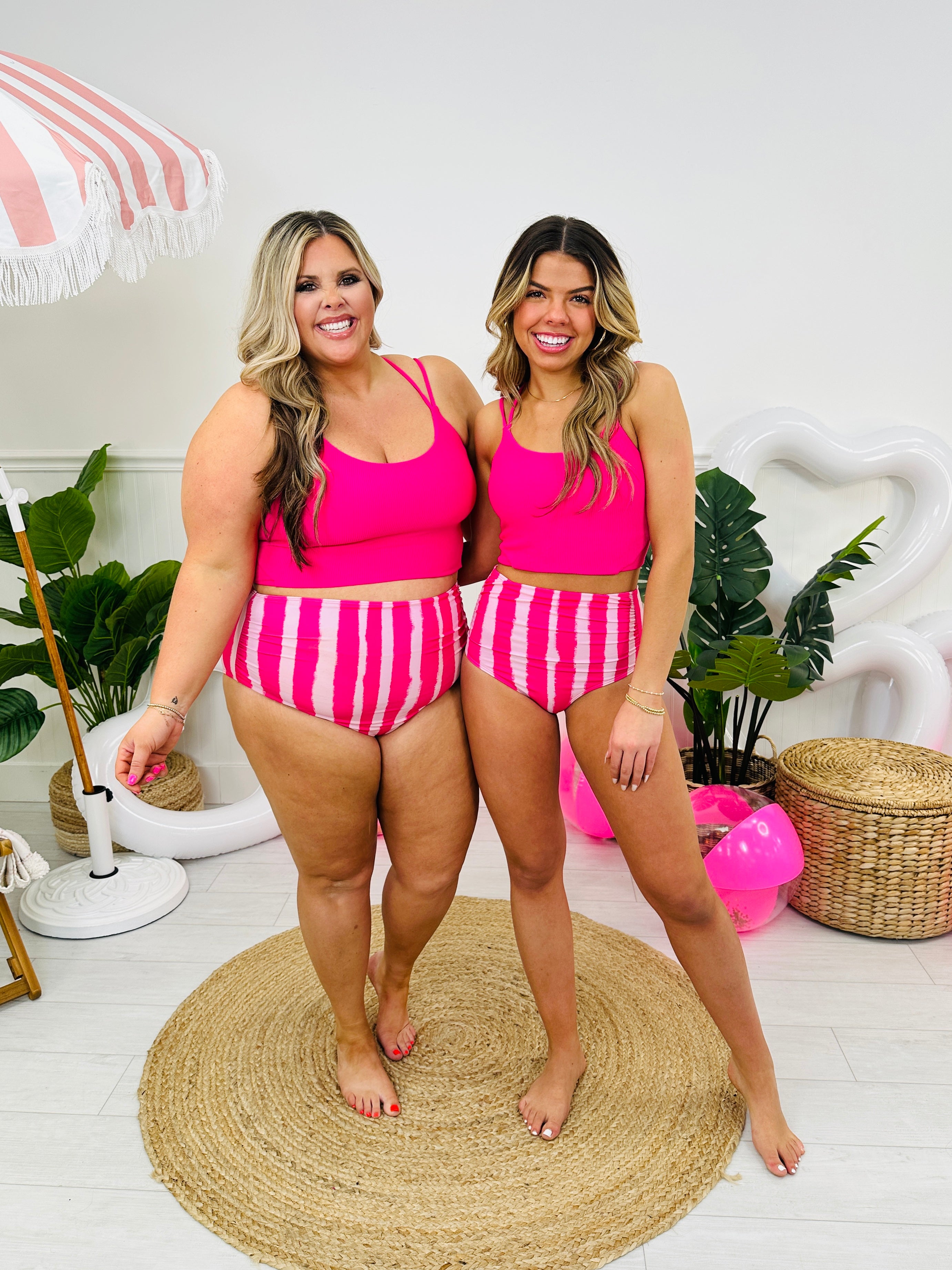 Mid Rise Swim Bottoms in Pink Dreams