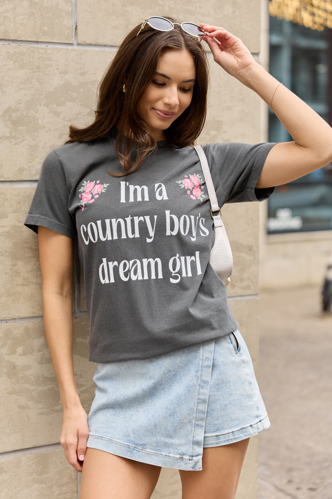 Country Boy's Dream Girl Dark Grey Graphic Tee