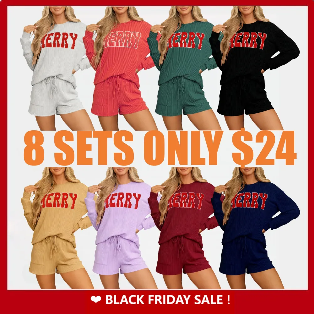 Women’s MERRY Graphic Christmas Two Piece Set