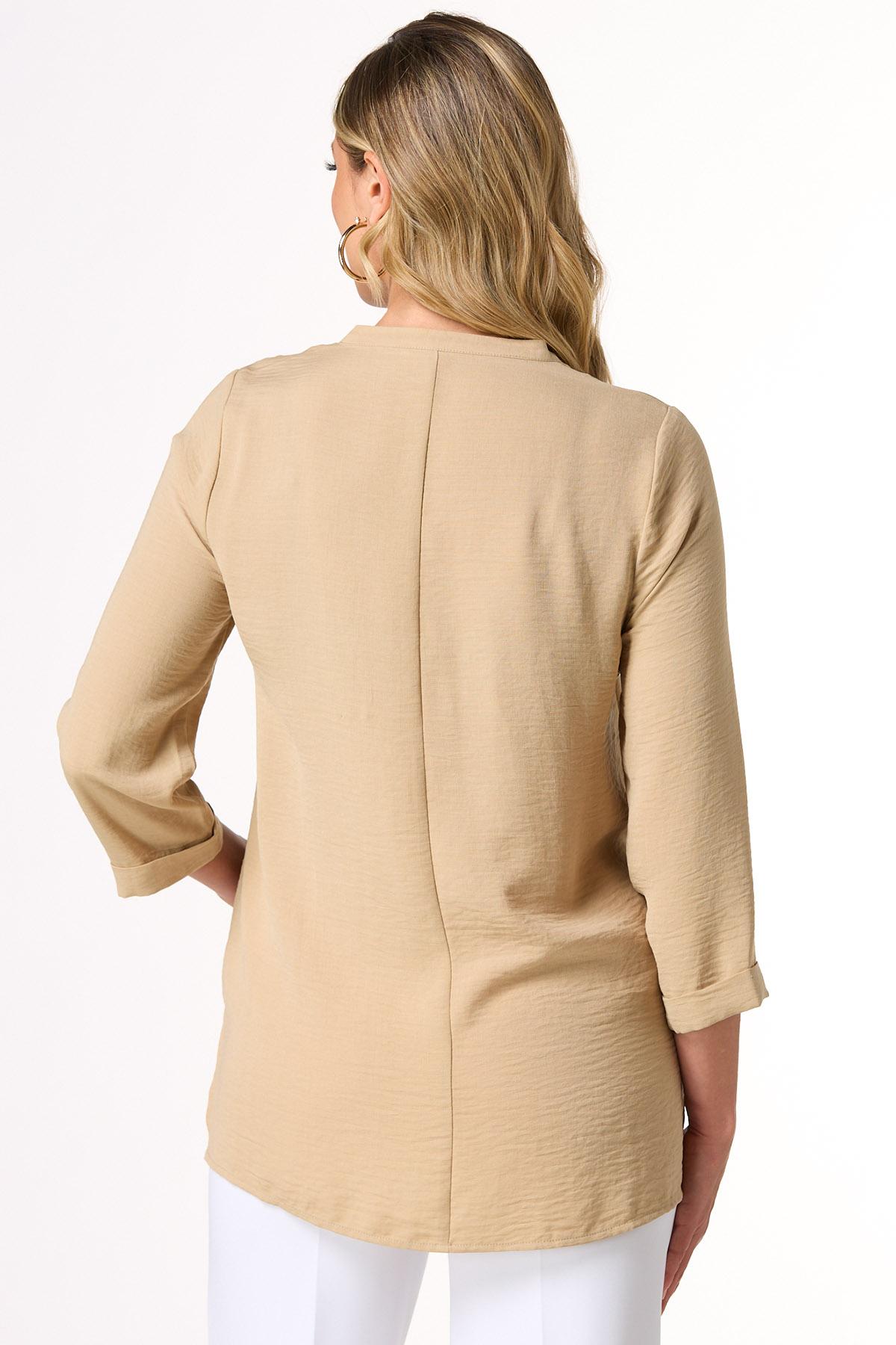 Split Hem Solid Popover Top