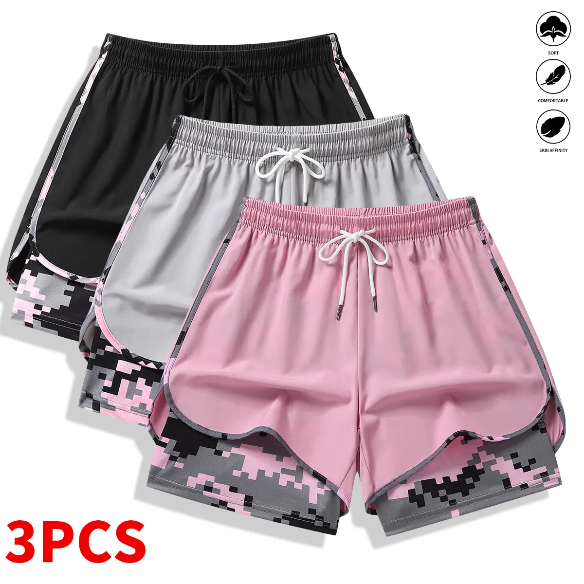 🔥6 SETS $24 Women’s Casual Athletic Shorts with Built-in Liner