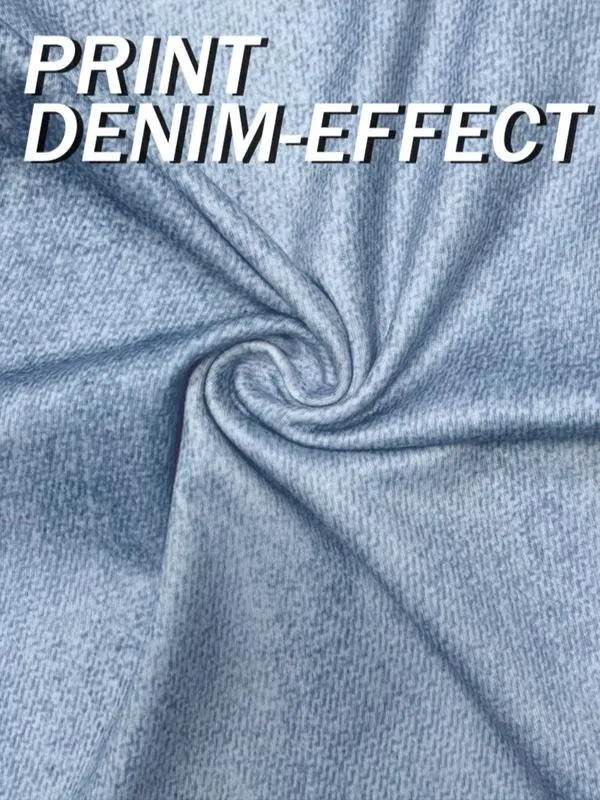 Women's Denim Print Flare Pants, Fashionable Long Jeans for Women, Casual High Waist Wide Leg Trousers