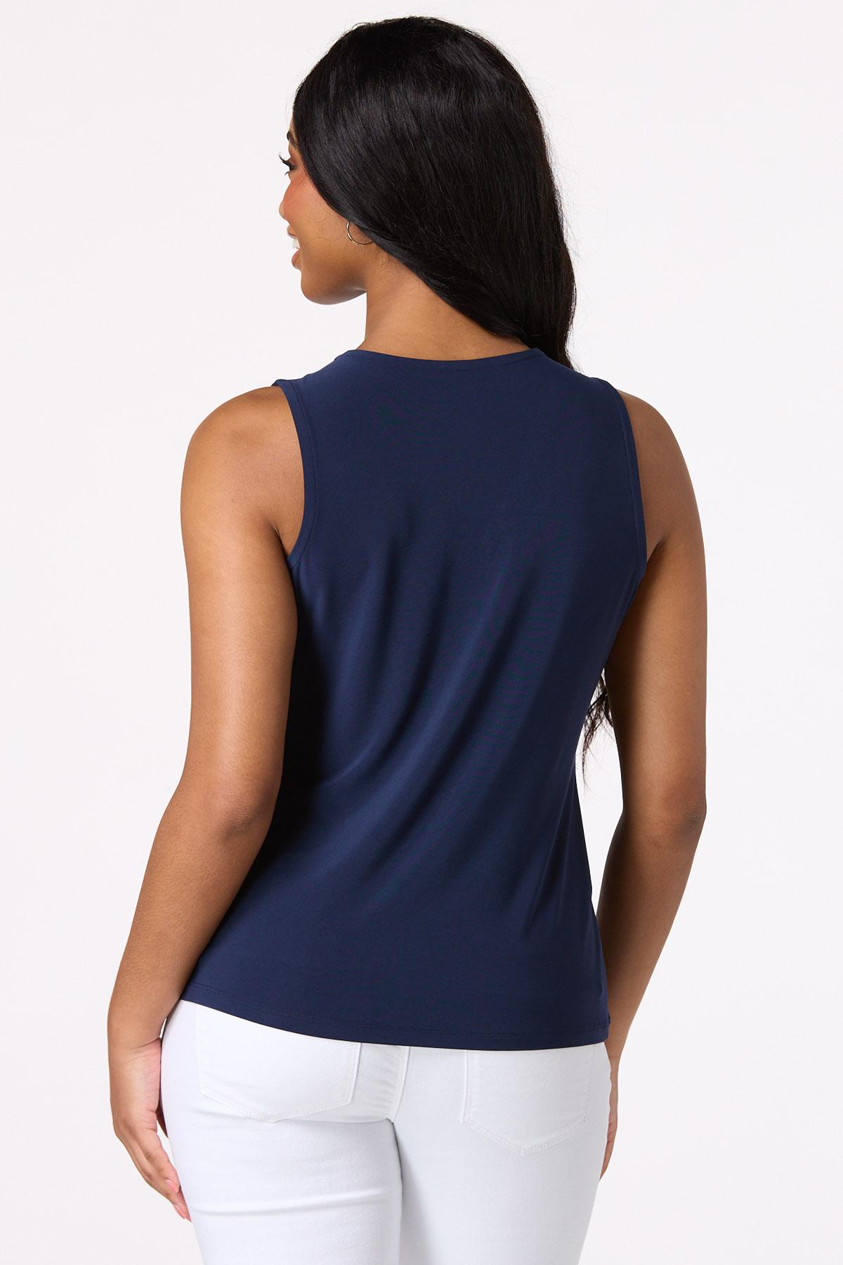Navy Laced Neckline Tank