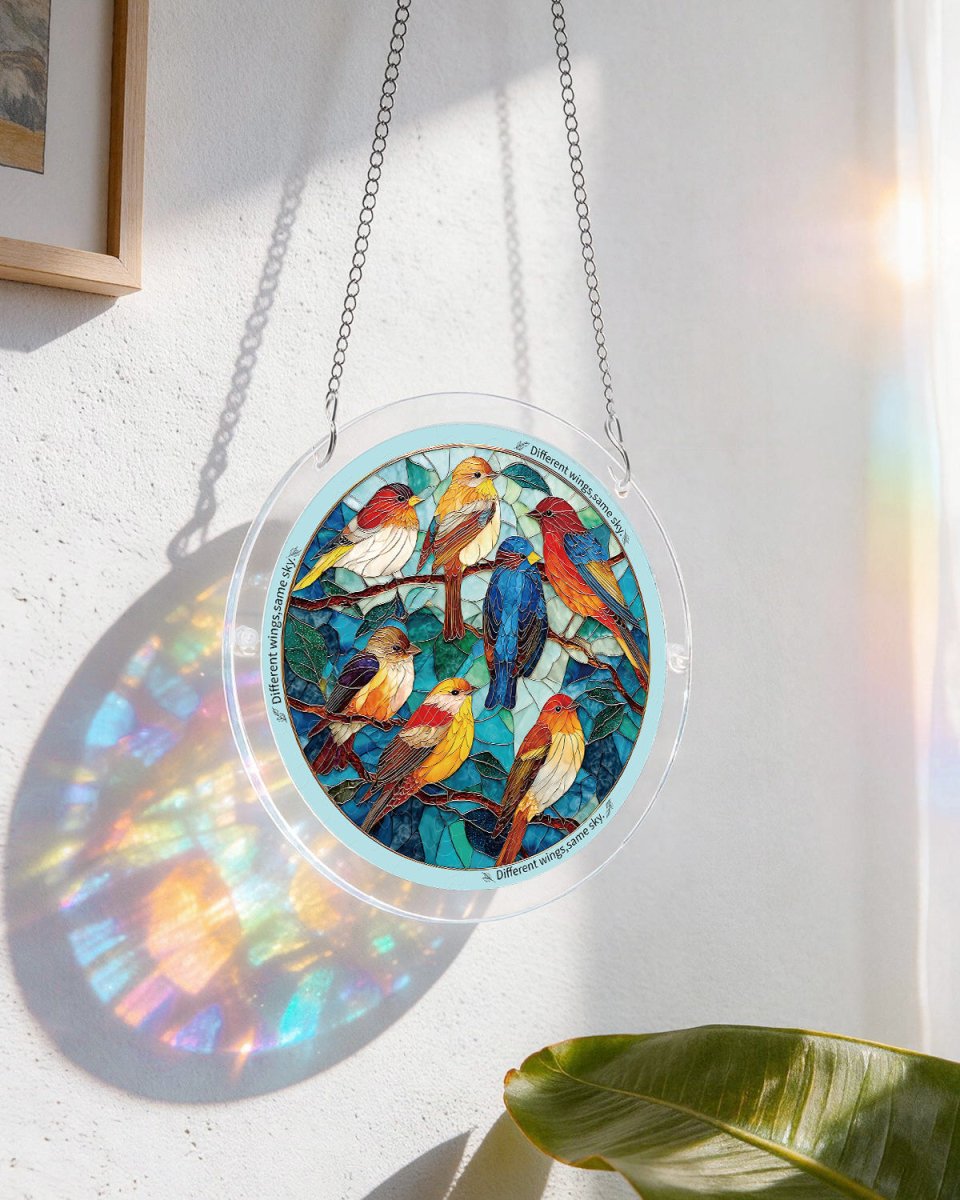 Acrylic Jigsaw Puzzle Suncatcher - Glowing Feather Haven