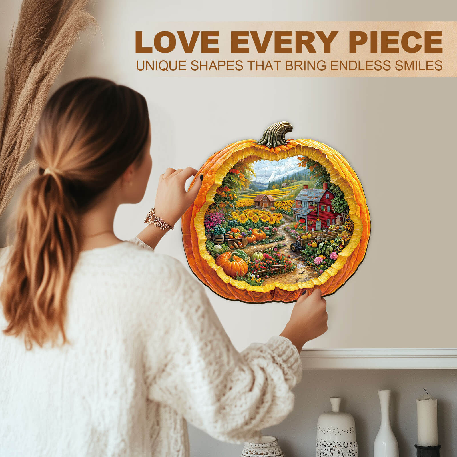 Pumpkin Summer Farm Wooden Jigsaw Puzzle