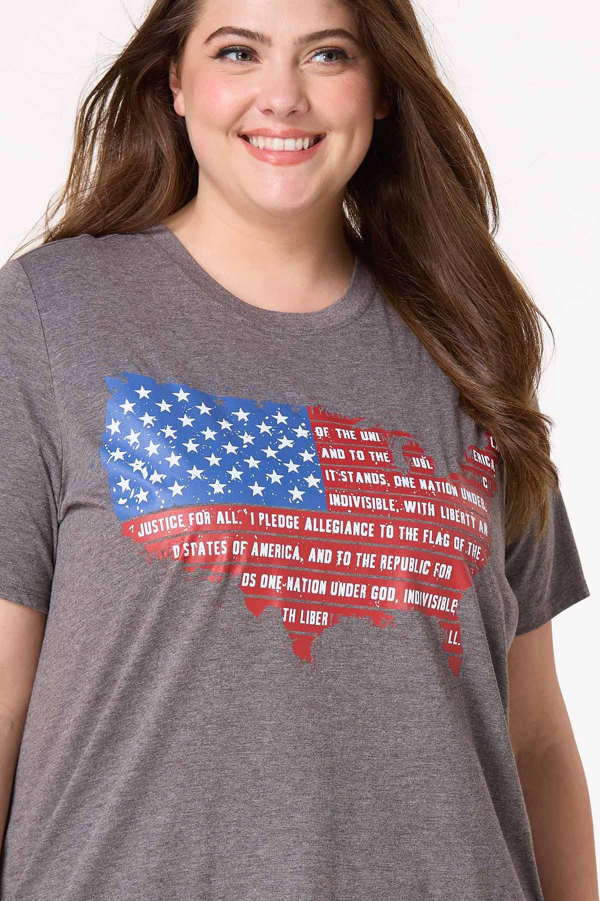 Plus Size Pledge Of Allegiance Map Tee