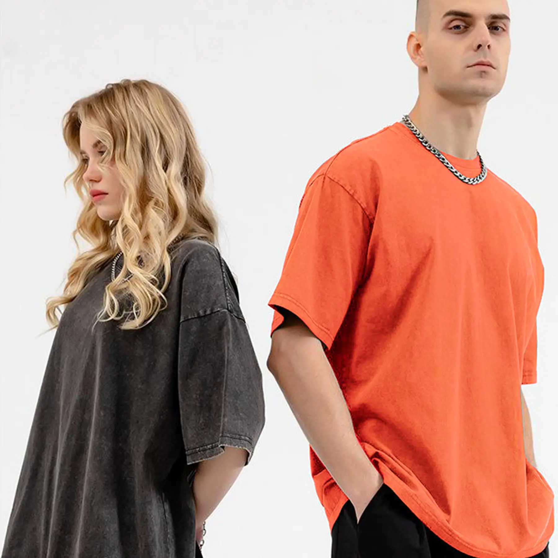 Women's Oversized T Shirts Acid Wash Cotton Crew Neck Half Short Sleeve Summer Unisex Tees Casual Loose Fit Solid Streetwear Comfortable Tops Basic Womenswear Plain Tshirt