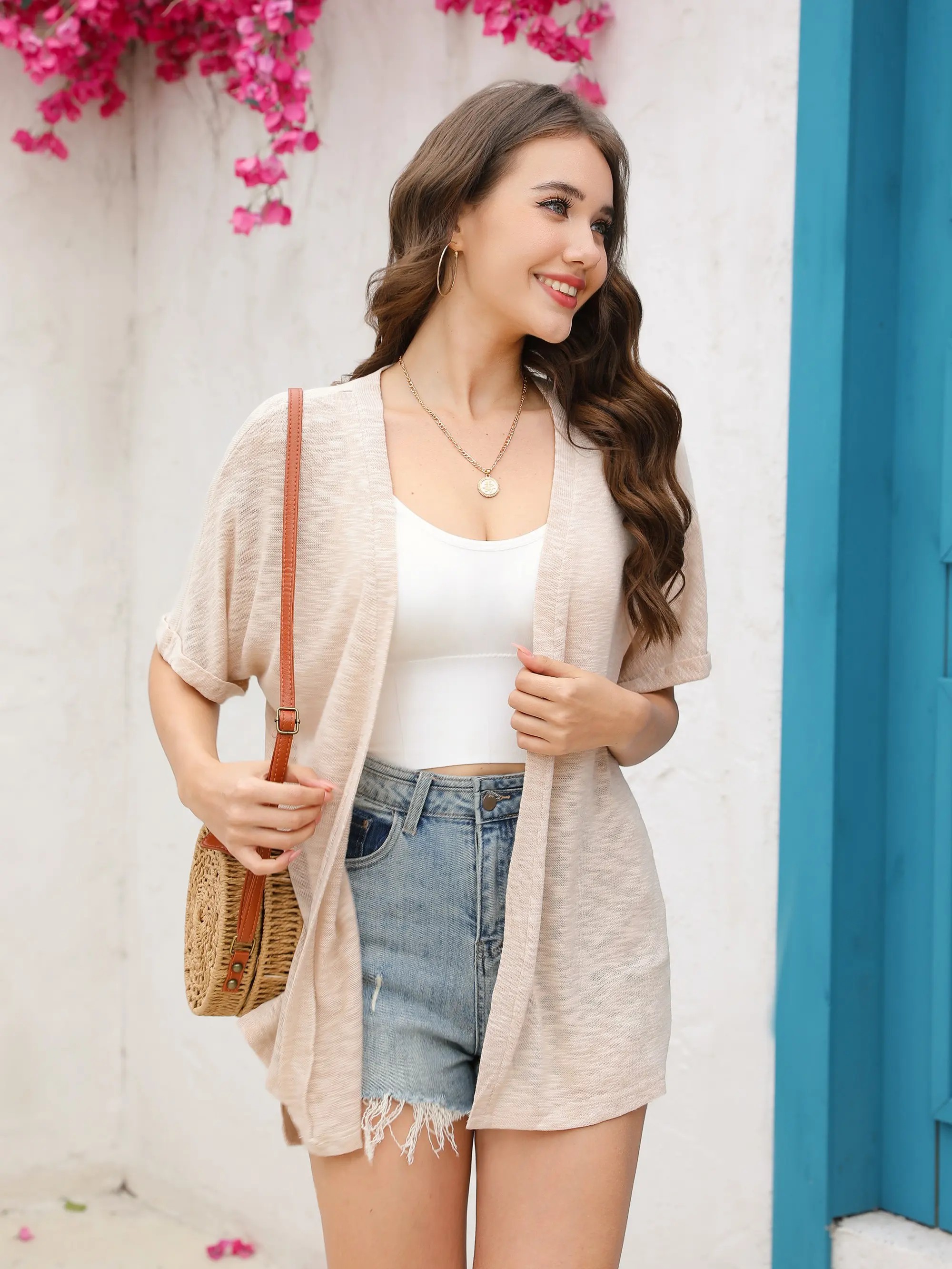 【Stock Up Deals】Women’s Lightweight Summer Open Front Short Sleeve Cardigan Cover Up
