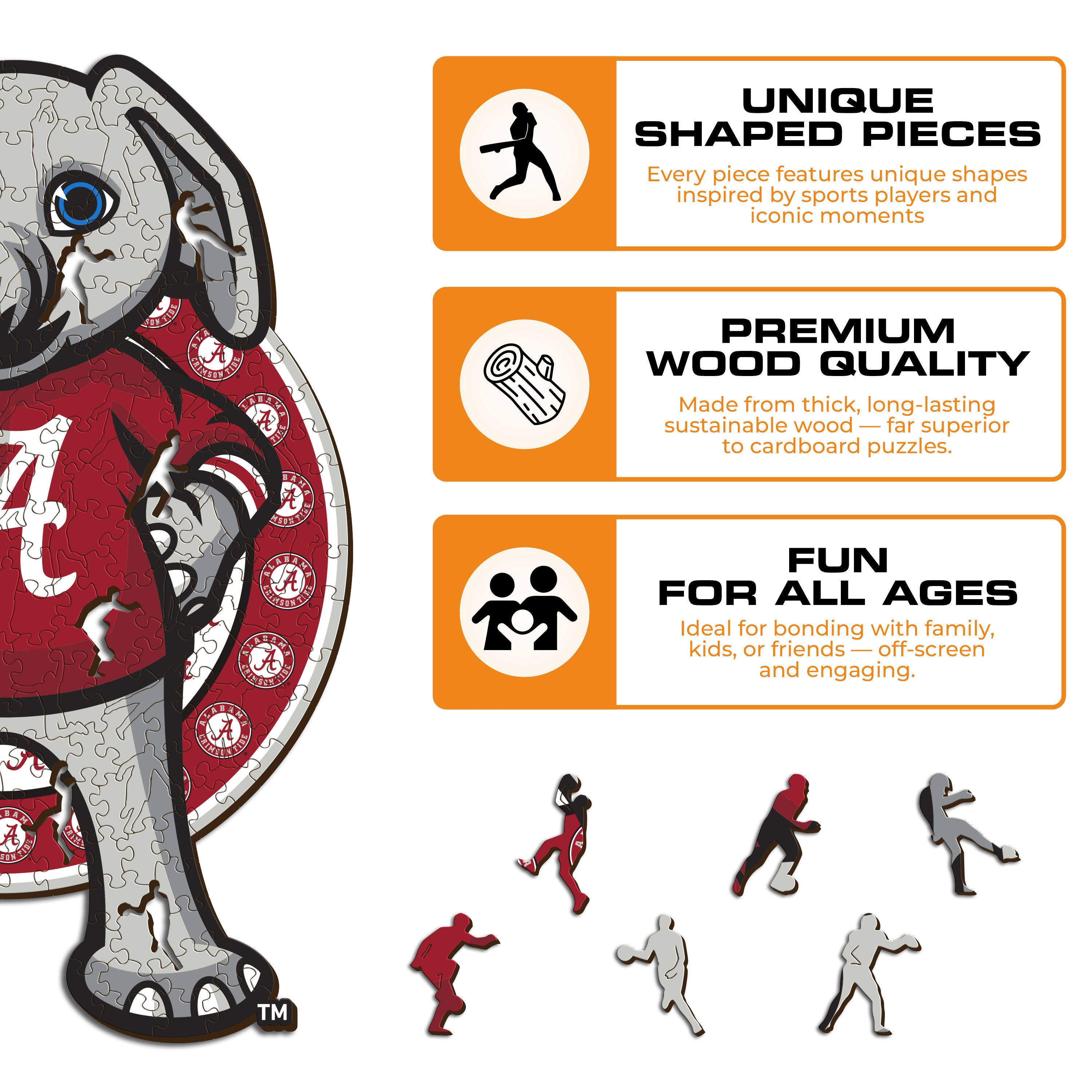 University of Alabama Mascot - Wooden Puzzle