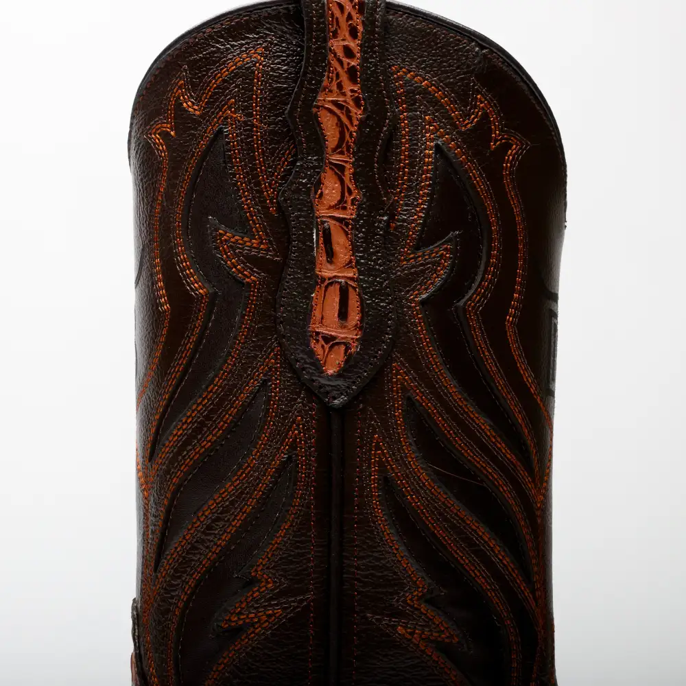 Cognac Caiman Hornback Leather Boots - Square Toe