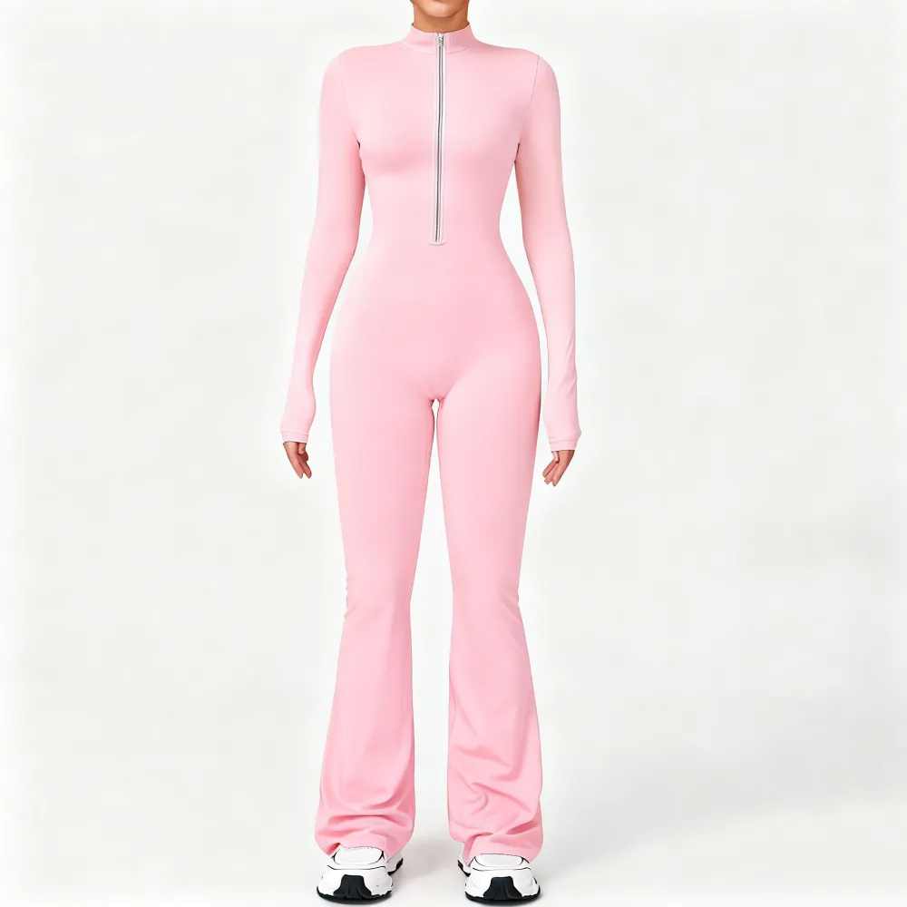 Women's Long Sleeve Flared Sports Jumpsuit