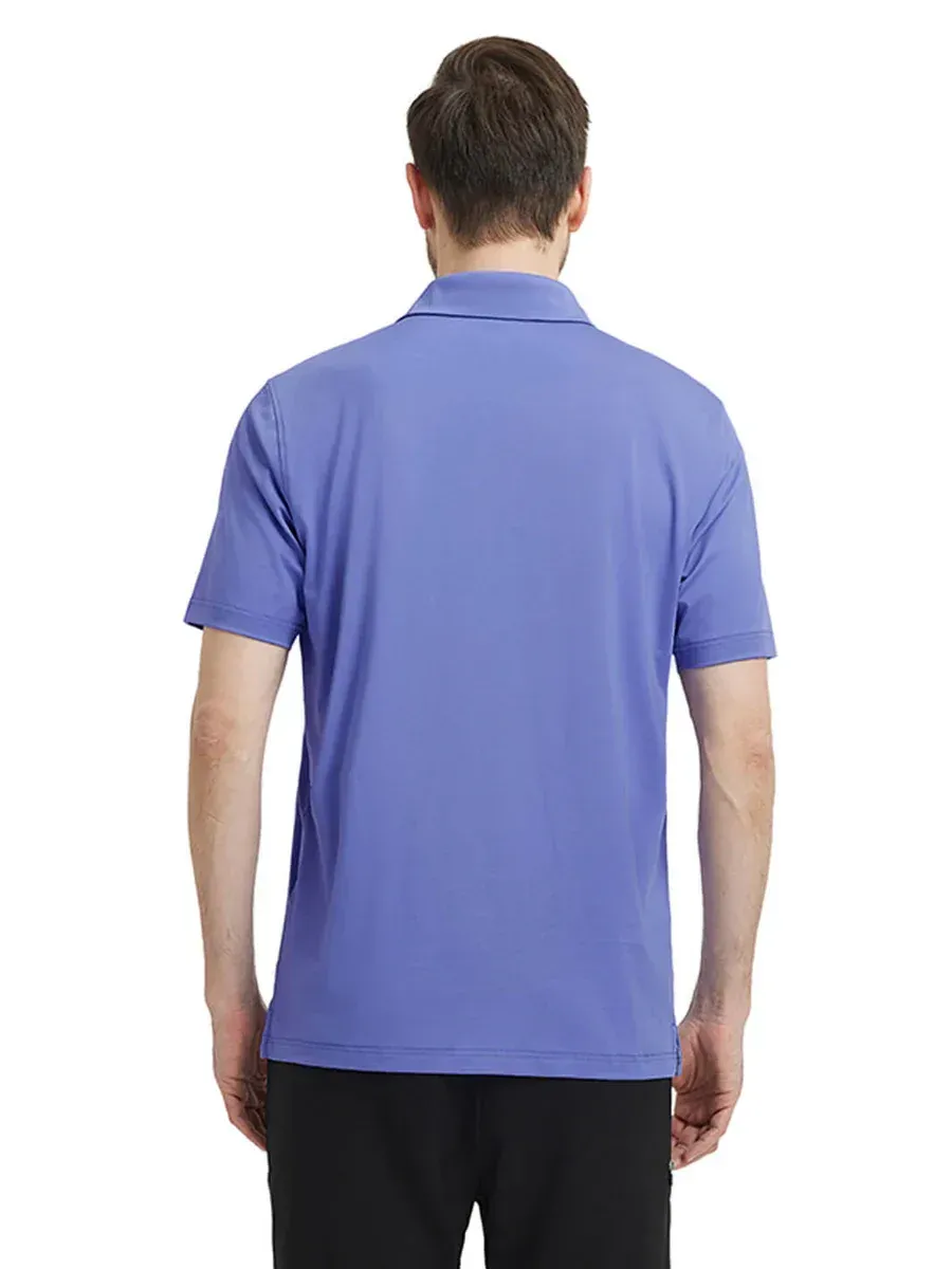 Men'S Designed Collared Solid Performance Polo