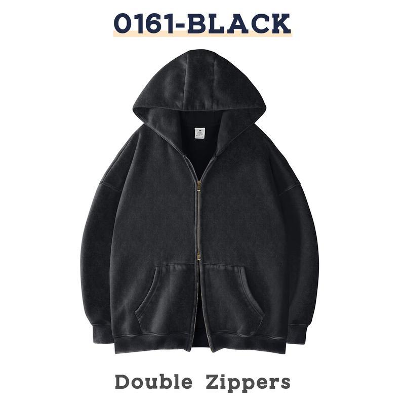 Unisex Oversized Acid Wash Zip Up Hoodie