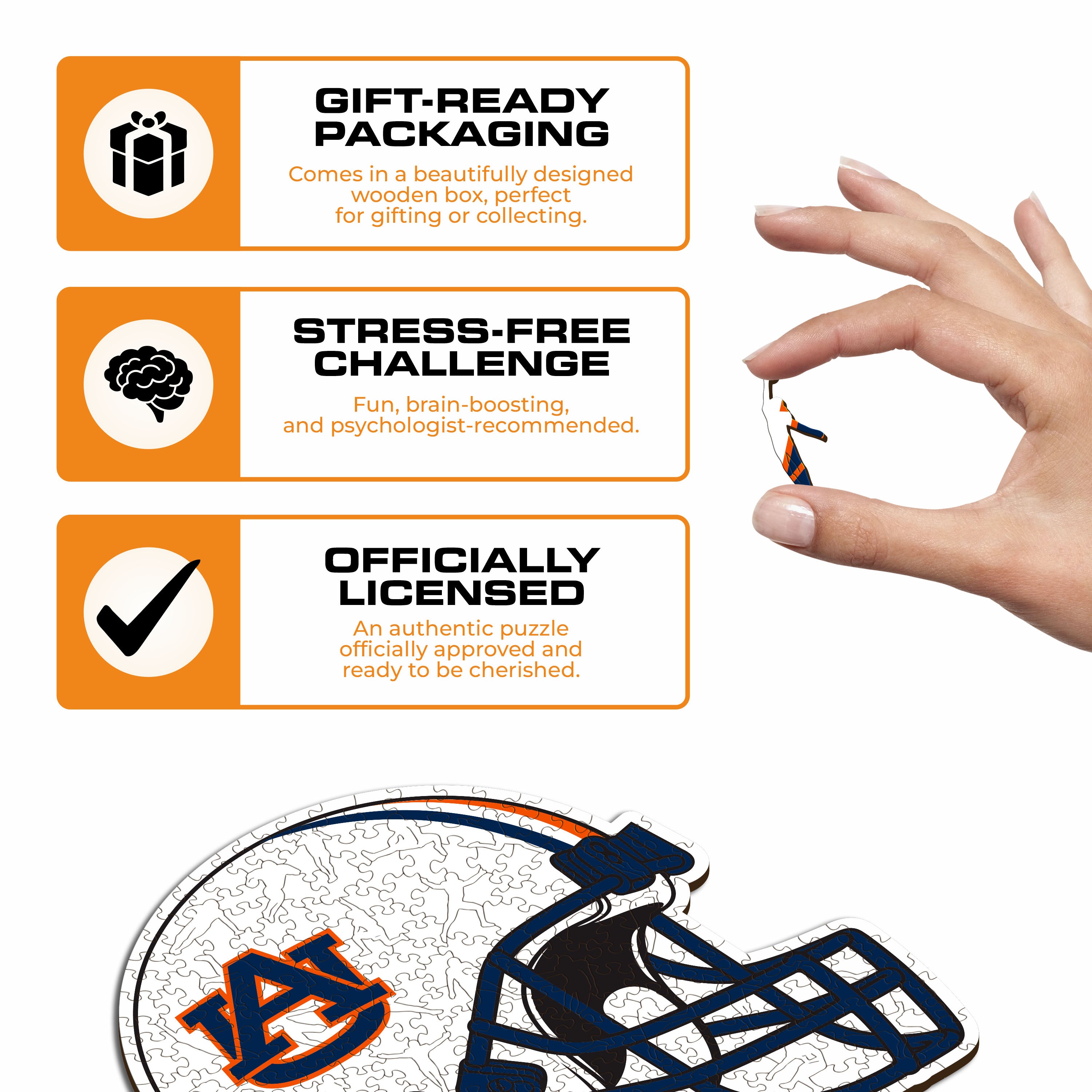 Auburn University Helmet - Wooden Puzzle