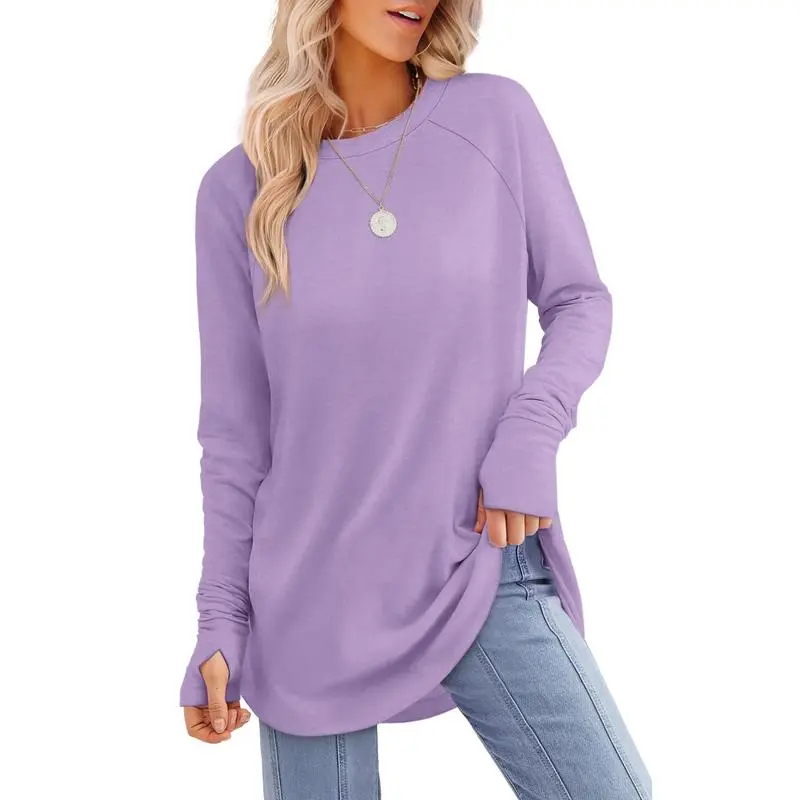 Womens Tunic Tops to Wear with Leggings Long Sleeve Thumb Hole Shirts