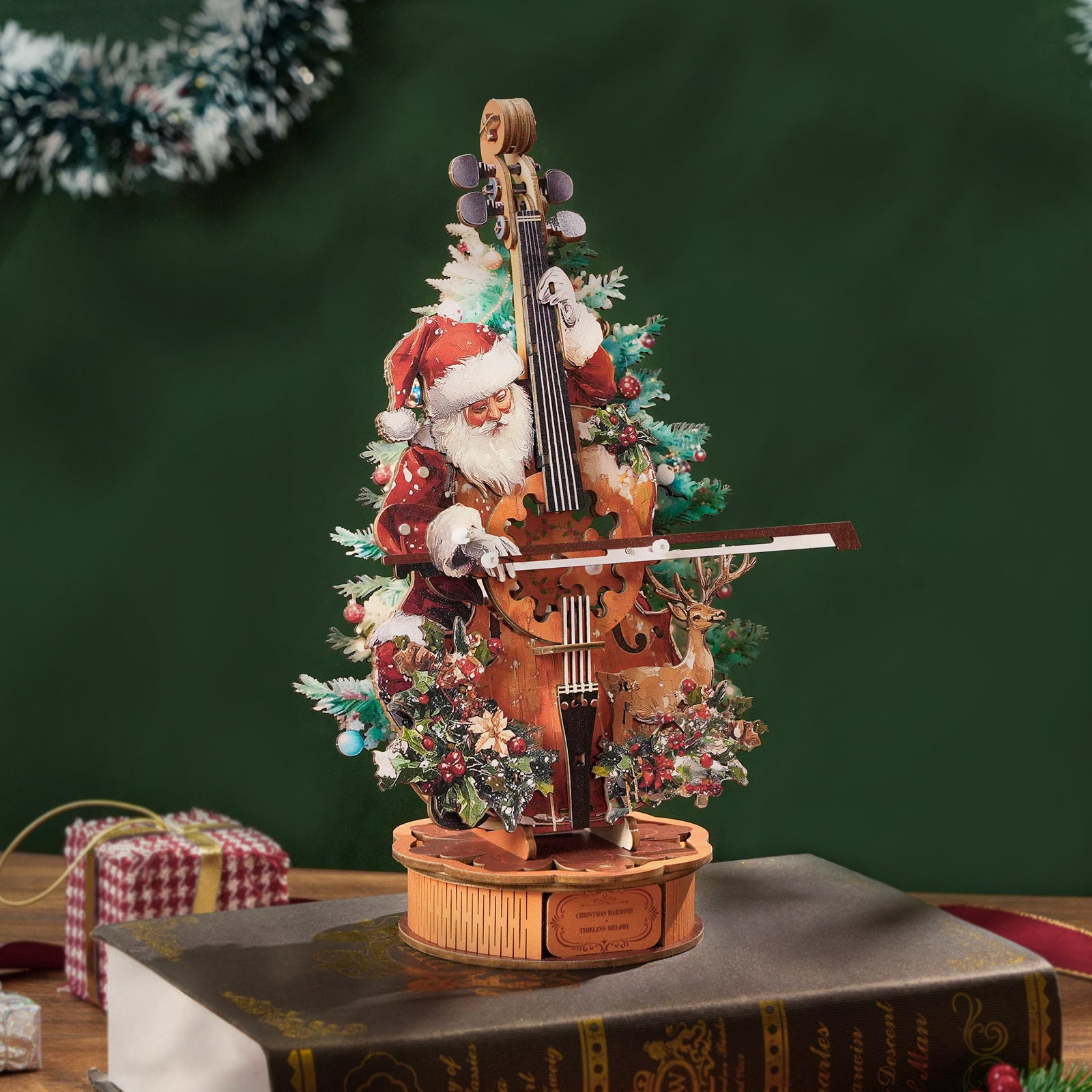 Christmas Concerto Cello – DIY Wooden Music Box, 3D Puzzle Craft Kit