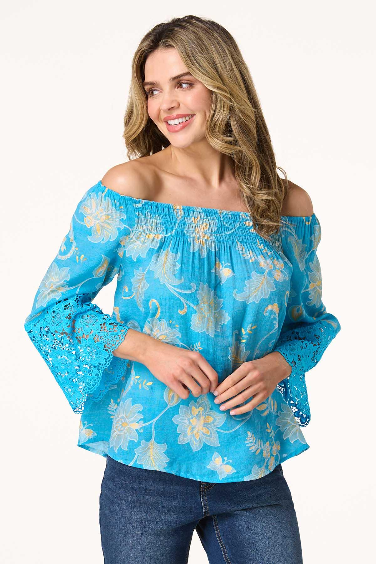 Gold Foiled Floral Poet Top