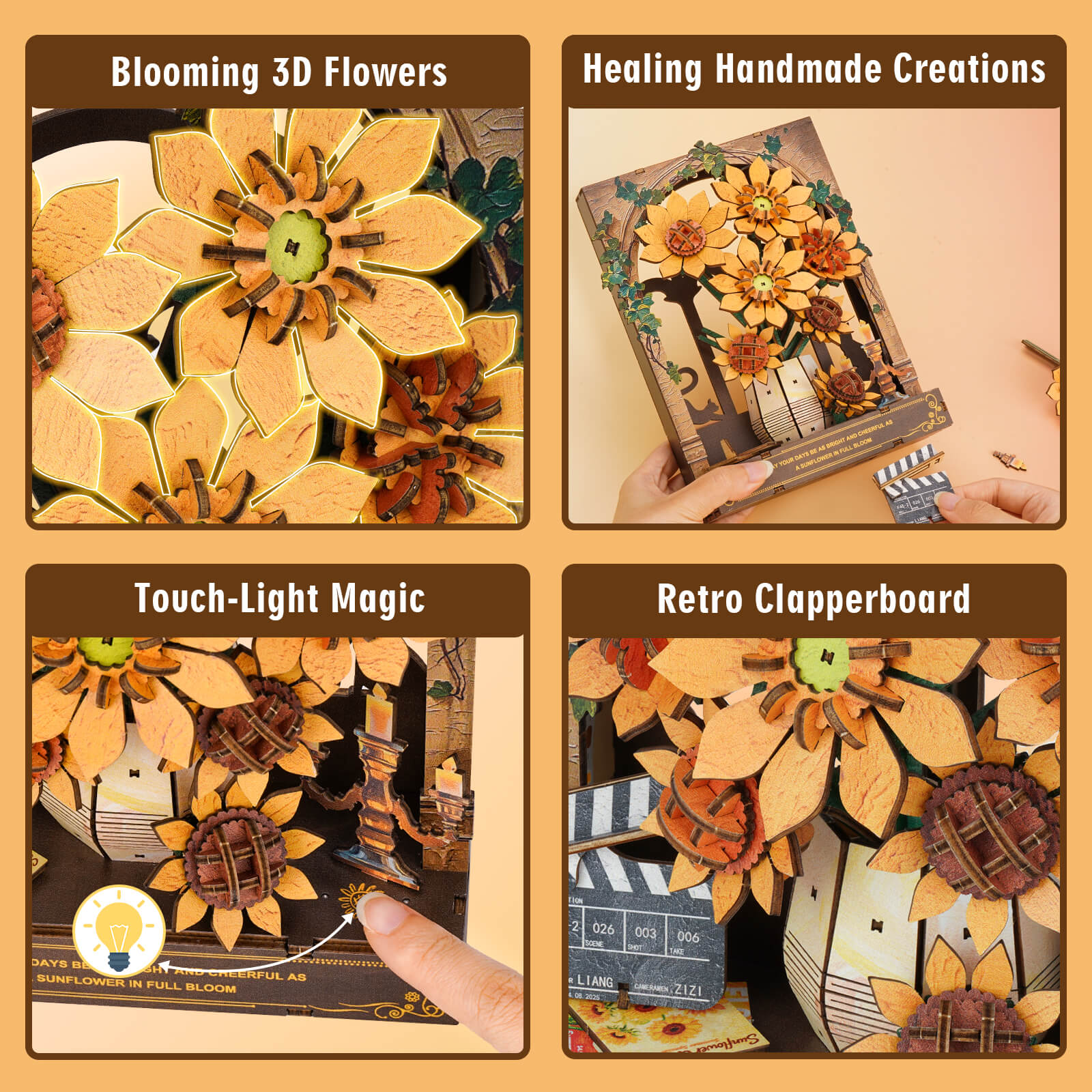 Windowside Sunflower Whispers– DIY Wooden Painting, 3D Puzzle Craft Kit