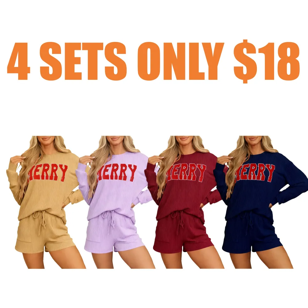 Women’s MERRY Graphic Christmas Two Piece Set