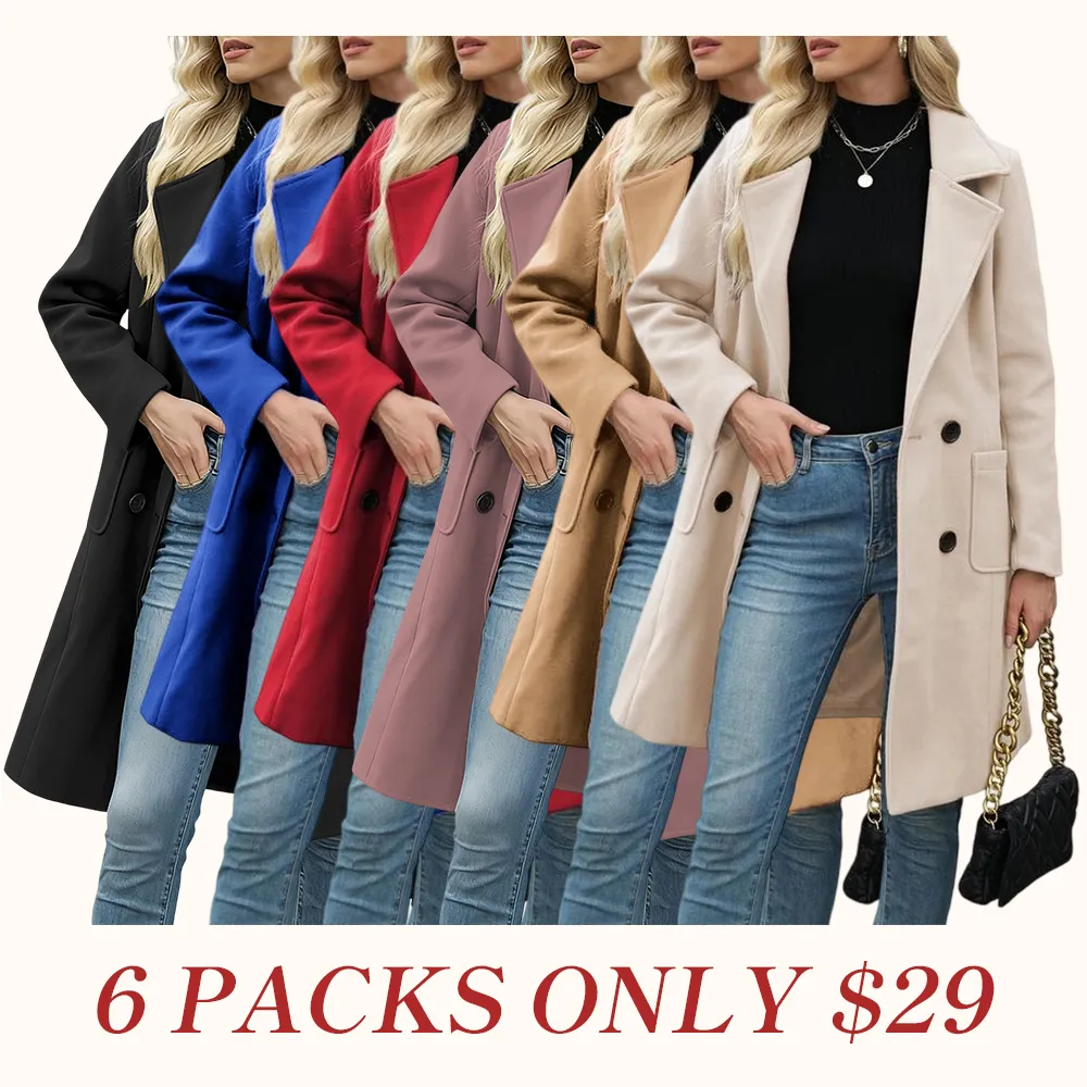 Women Winter Wool Blend Camel Mid-Long Coat