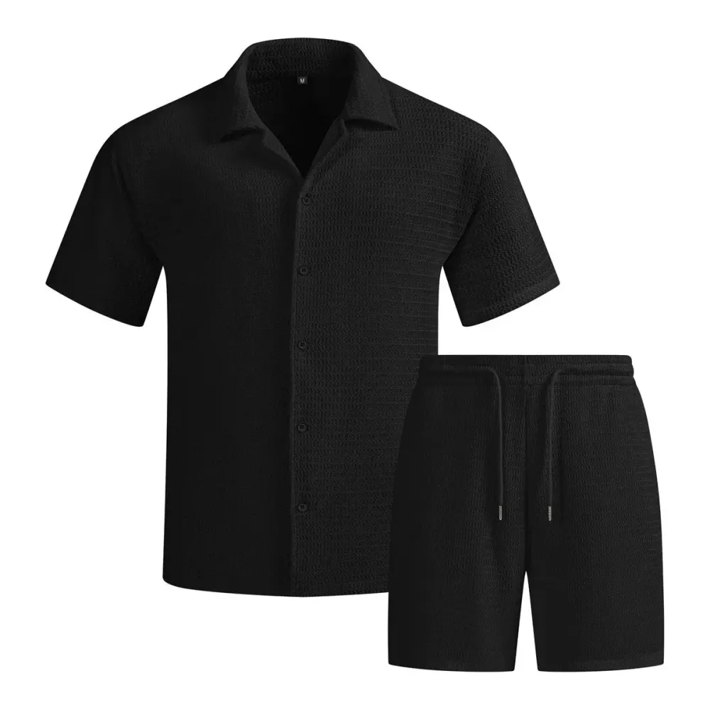 Men's solid color summer vacation suit, regular style