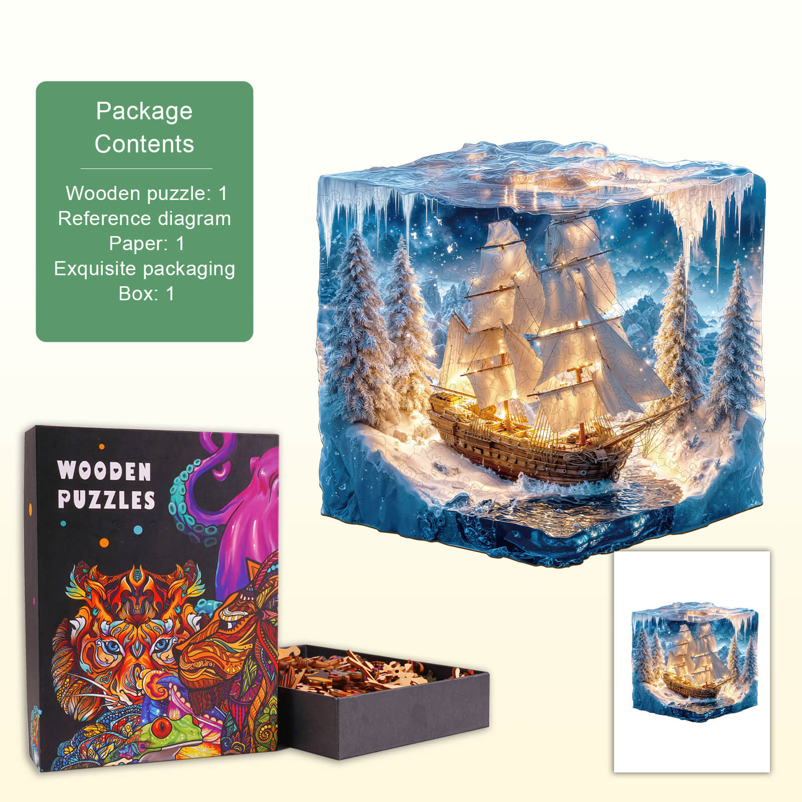 Frozen Pirate Ship Wooden Jigsaw Puzzle