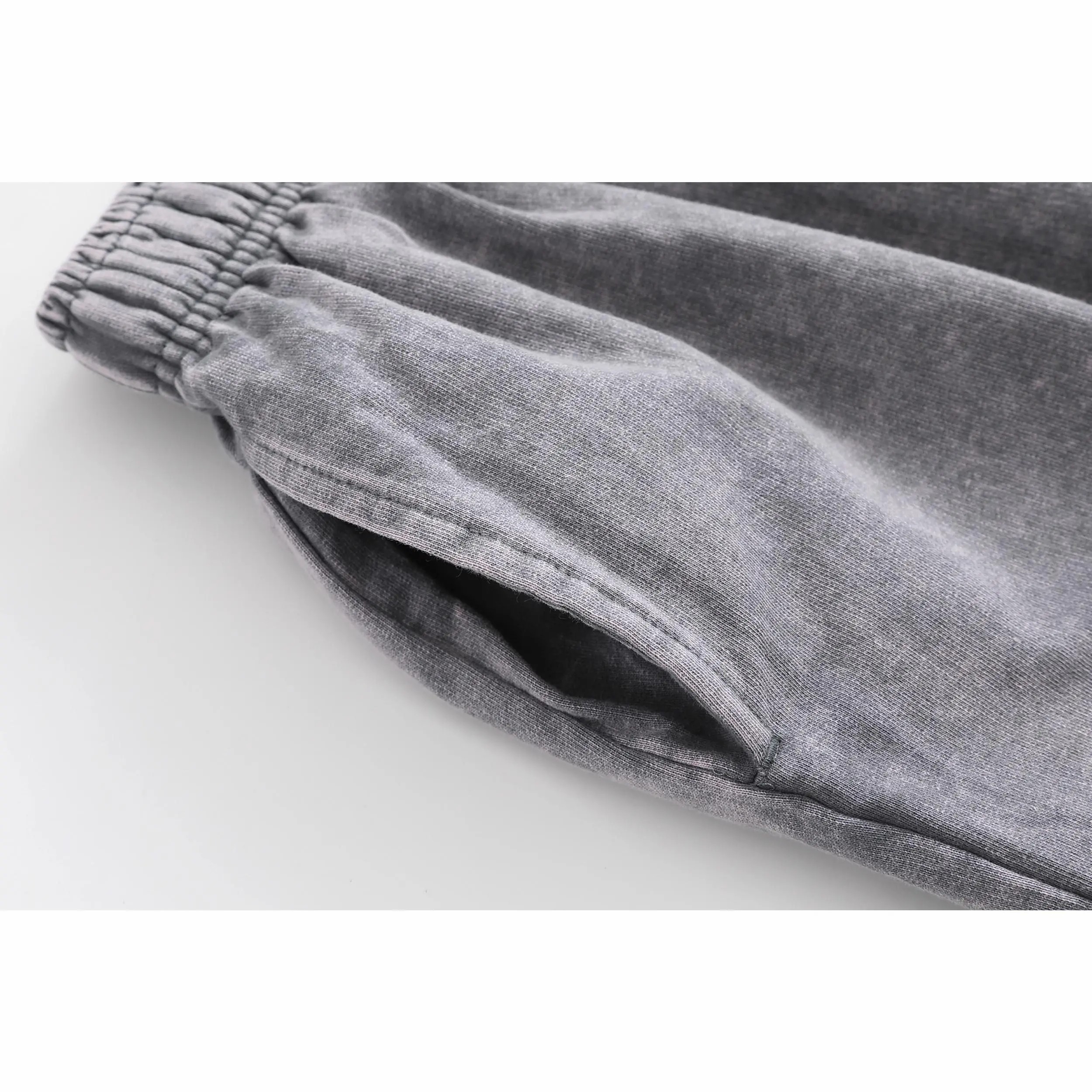 Unisex Acid Washed Cotton Shorts – Heavyweight Elastic Waist Streetwear Sweatpants