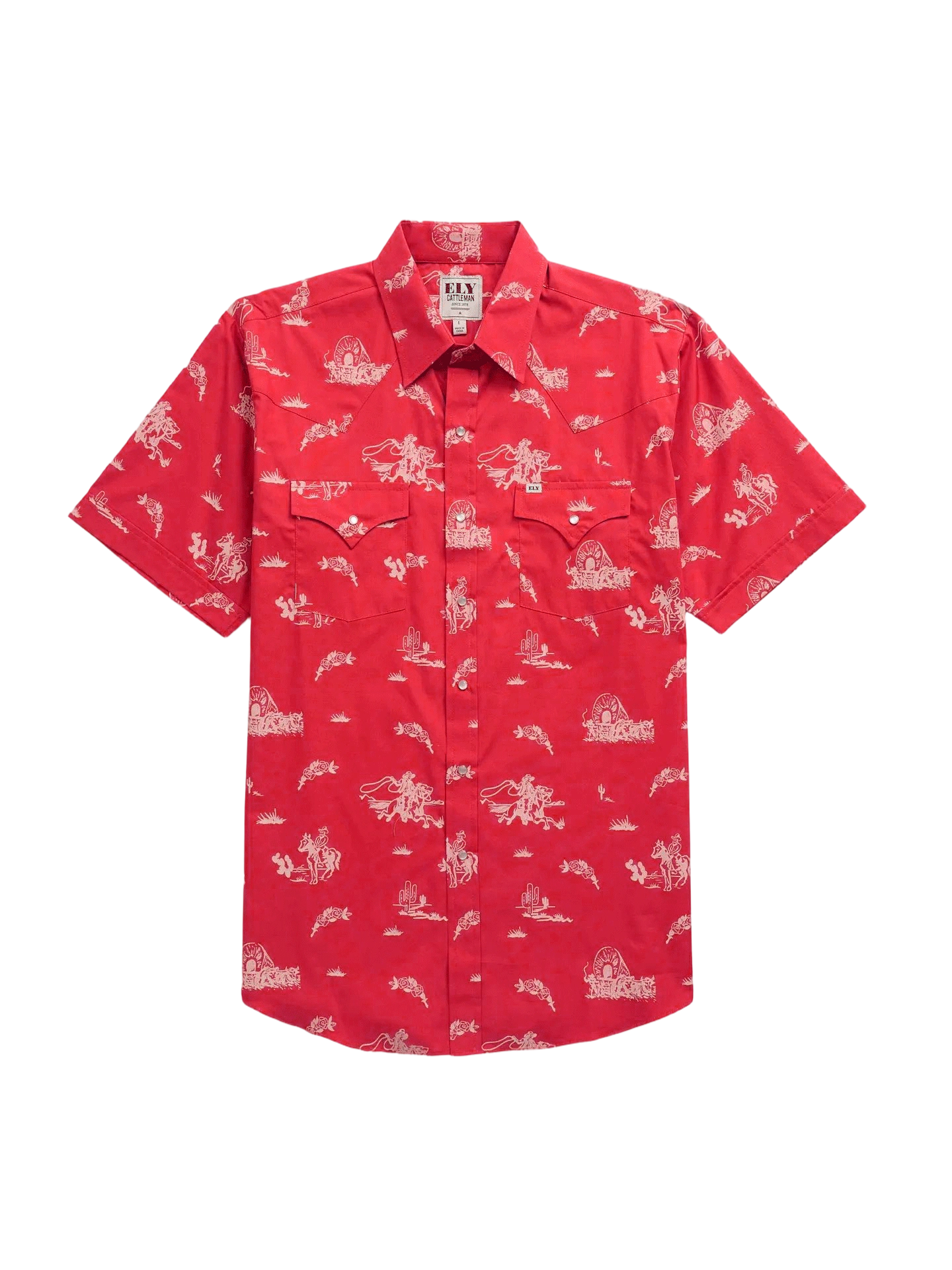 Men’s Cowboy Print Western Snap Shirt