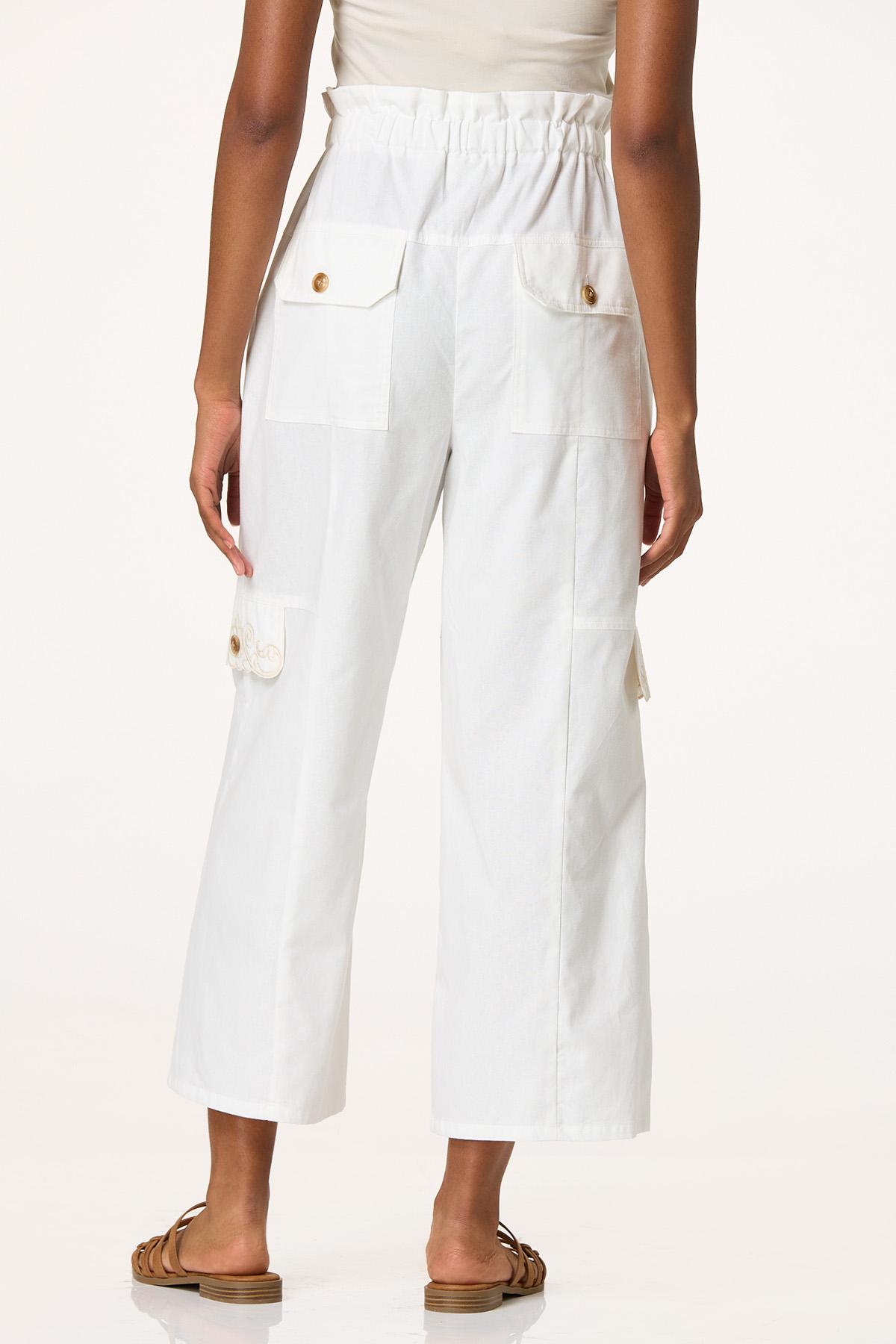 Cropped Embroidered Wide Leg Pants