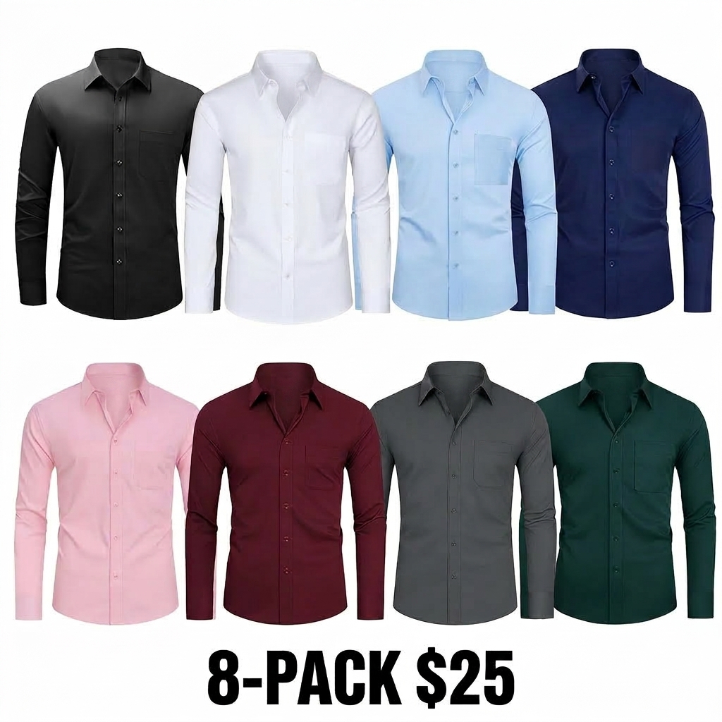 Men's 3-Pack Stain Shield Dress Shirts – Slim Fit Long Sleeve Button Down