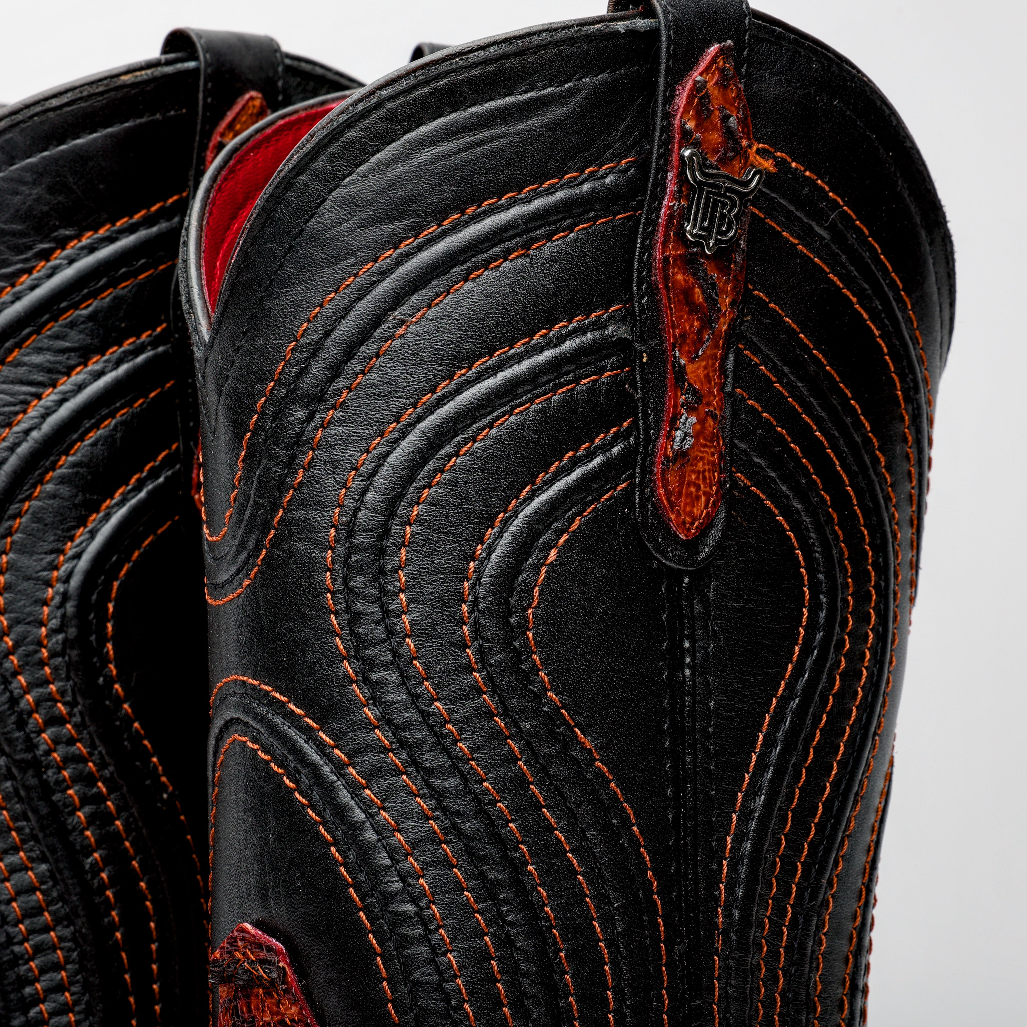 Cognac Jumbo Python Leather Boots - Square Toe