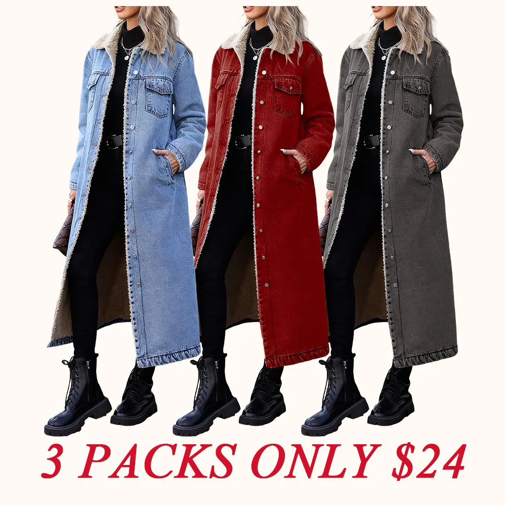 Women's Casual Denim Long Coat