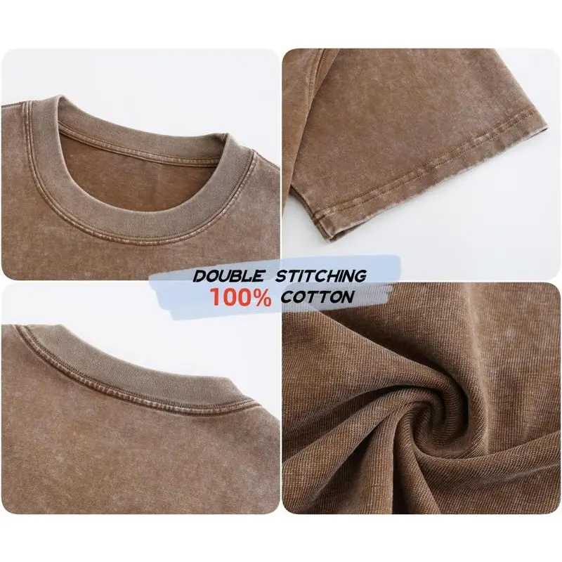 Oversized T-shirts Gym Vintage Heavyweight T Shirts Cotton Workout Acid Wash Baggy Tees