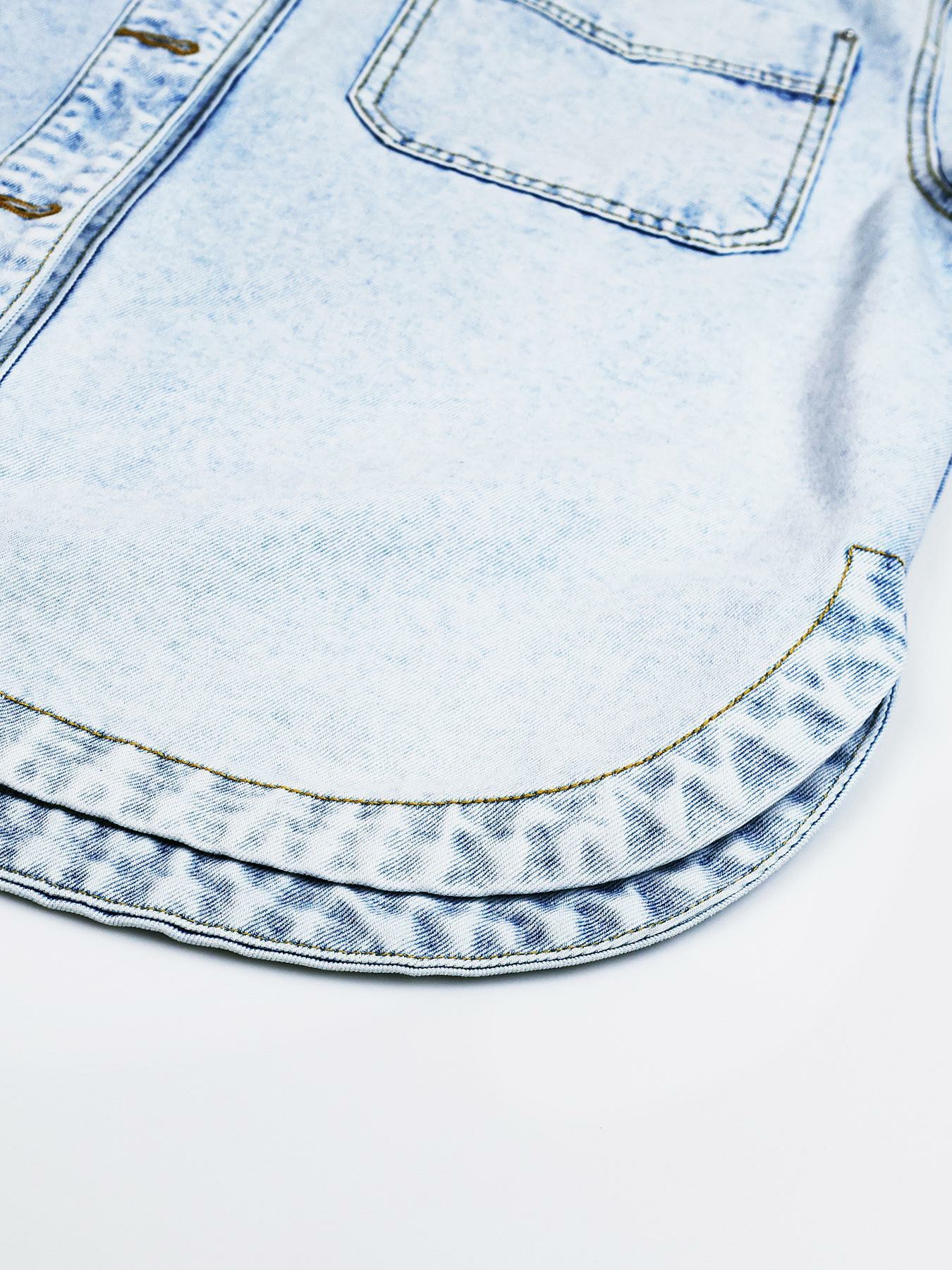 Women's Denim Shirt Jacket – Loose Fit Short Sleeve Casual Summer Coat