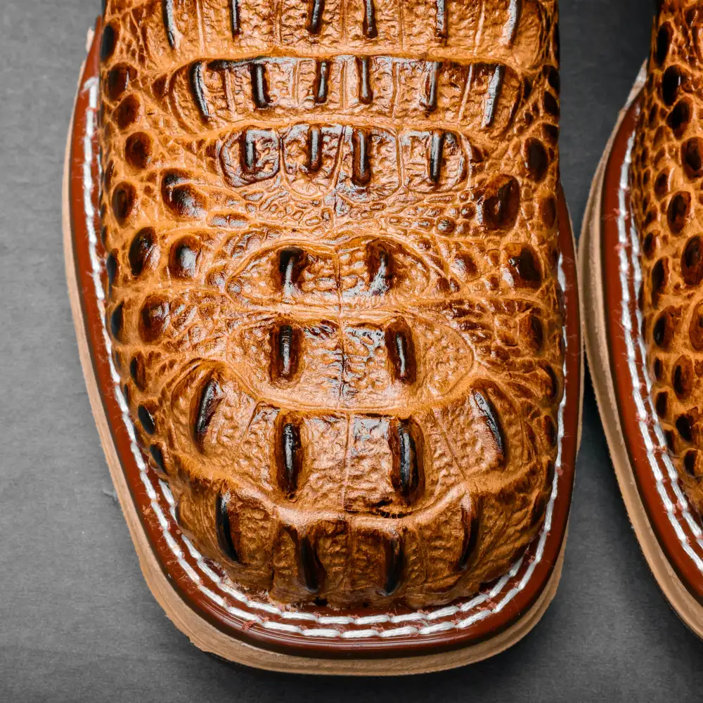 Honey Caiman Neck Leather Boots With 3D Lightweight Sole - Composite Toe