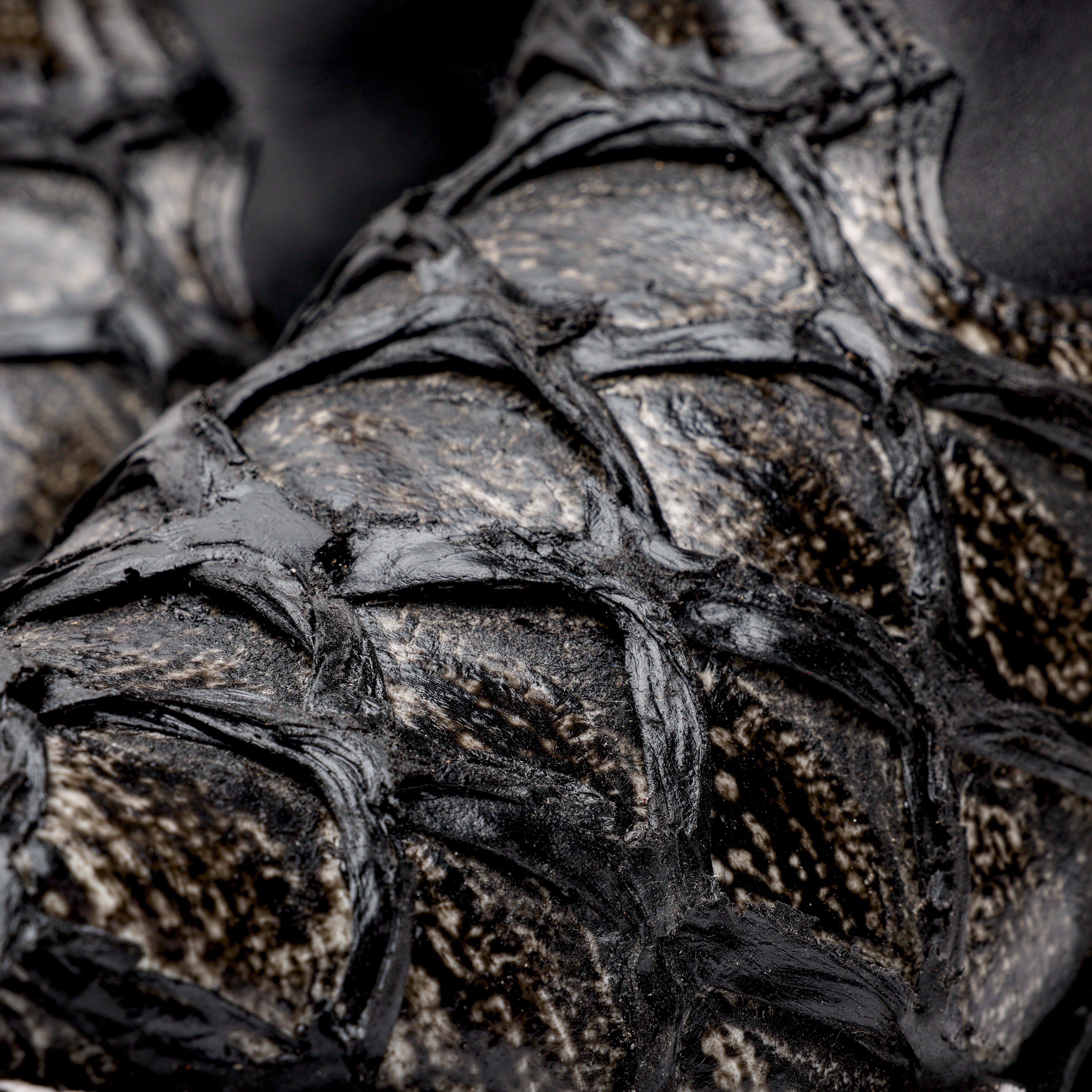 Midnight Grey Jumbo Pirarucu Leather Boots - Square Toe