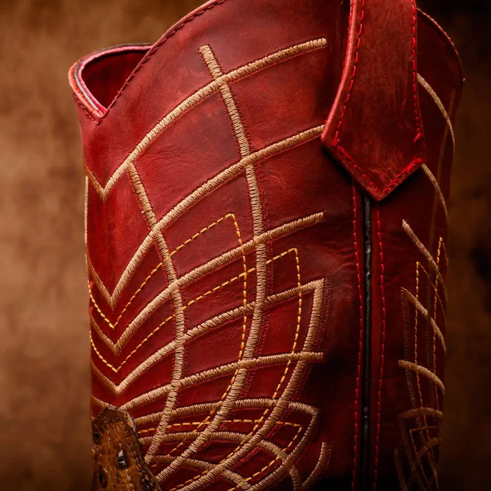 Honey Ostrich Leather Boots With 3D Lightweight Sole - Composite Toe