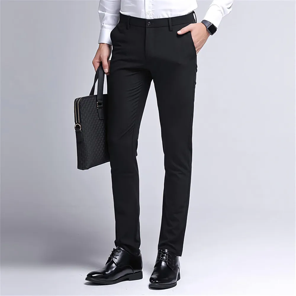 Men's Stretch Dress Pants Slim Fit Skinny Suit Pants