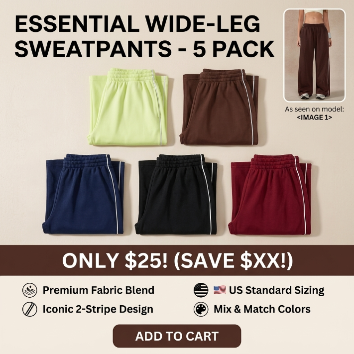 Women's Baggy Wide-Leg Pants – Pocket Design, Elastic Waist & Side Trim for Securely Holding Small Items & Comfortable Relaxed Fit