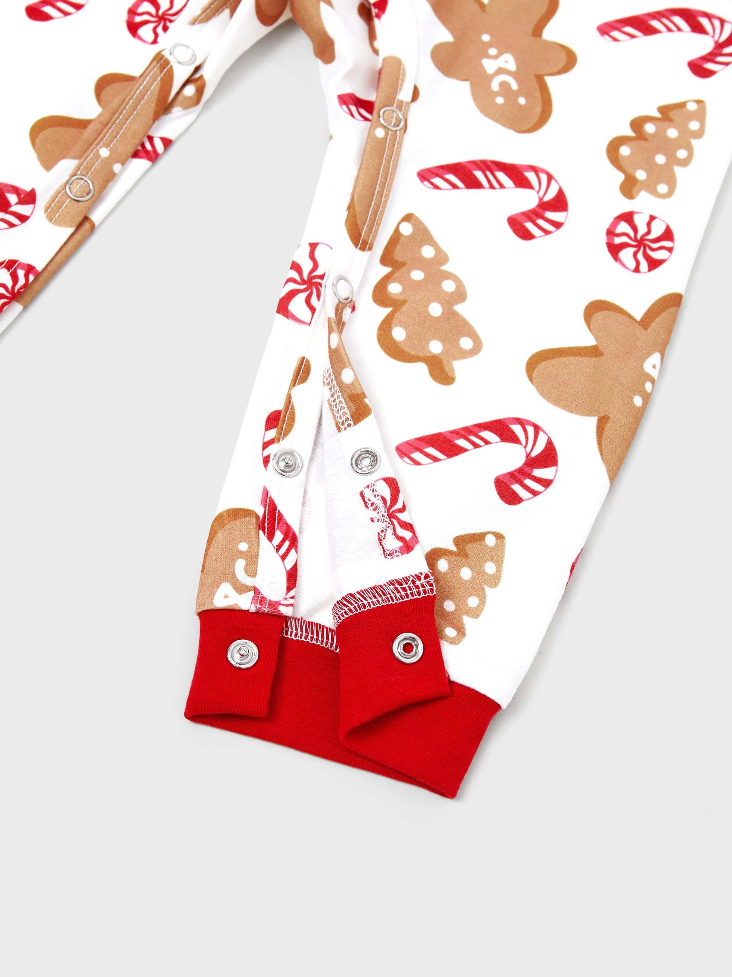Christmas Matching Family Pajamas Set Gingerbread and Candy Cane Print PJS with Christmas Socks Red